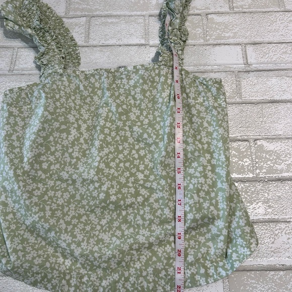 J. Crew Green Floral Ruffle Straps Tank - Picture 8 of 8